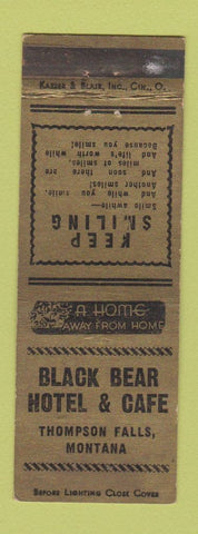 Matchbook Cover - Black Bear Hotel Cafe Thompson Falls MT WEAR