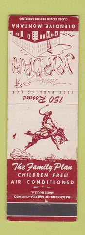 Matchbook Cover - Hotel Jordan Glendive MT cowboy WEAR