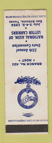 Matchbook Cover - National Letter Carriers Union San Antonio TX 1952