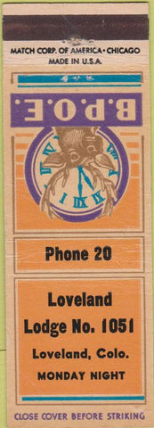 Matchbook Cover - Matchbook Cover Elks Club Loveland CO