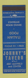 Matchbook Cover - Johnny's Tavern Italian South Euclid OH