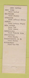 Matchbook Cover - Lebis Hotels New York City Baltimore Akron Washington DC