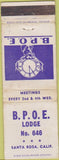 Matchbook Cover - Matchbook Cover Elks Club Santa Rosa CA WORN