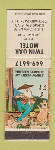 Matchbook Cover - Twin Oak Motel Orchard Park NY hillbilly