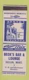 Matchbook Cover - Beck's Bar Lounge Dillon MT