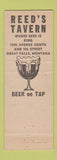 Matchbook Cover - Reed's Tavern Great Falls MT