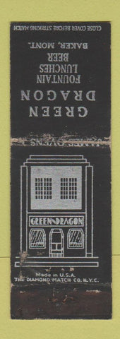 Matchbook Cover - Green Dragon Fountain Baker MT WEAR