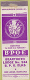 Matchbook Cover - Matchbook Cover Elks Club Red Lodge MT