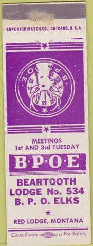 Matchbook Cover - Matchbook Cover Elks Club Red Lodge MT