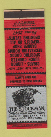 Matchbook Cover - The Stockman Billings MT tobacco lunch sporting goods barber