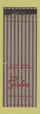 Matchbook Cover - Hotel Finlen Butte MT WEAR