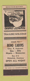 Matchbook Cover - Reno Cabins oil gas Whitefish MT WEAR