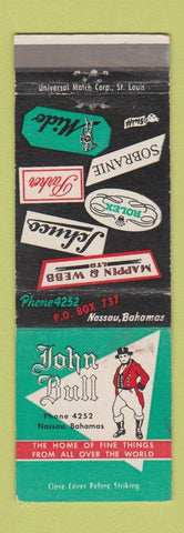 Matchbook Cover - John Bull Nassau Bahamas Store Rolex Mido Mappin Webb