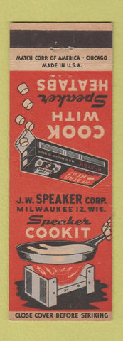 Matchbook Cover - Heatar Heat Tabs Cooking JW Speaker Milwaukee WI