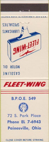 Matchbook Cover - Matchbook Cover Elks Club Painesville OH Flett Wing gas oil
