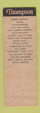 Matchbook Cover - Thompson Auto Parts Omaha Machine Supply Omaha NE