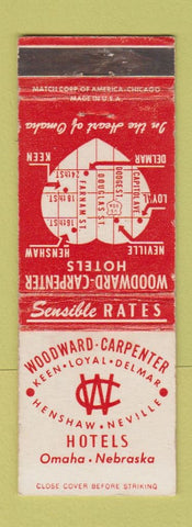 Matchbook Cover - Woodward Carpenter Hotels Omaha NE WEAR