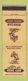 Matchbook Cover - Reno Club Billings MT WEAR