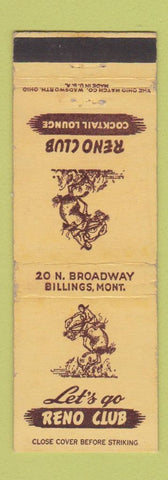 Matchbook Cover - Reno Club Billings MT WEAR
