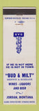 Matchbook Cover - Hell Creek Bar Jordan MT WEAR