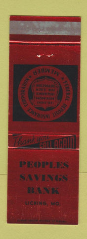 Matchbook Cover - Peoples Savings Bank Licking MO