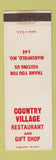 Matchbook Cover - Country Village Restaurant Marshfield MO WEAR