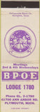 Matchbook Cover - Matchbook Cover Elks Club Plymouth MI