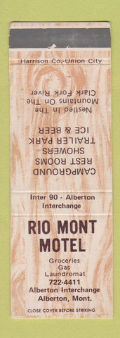 Matchbook Cover - Rio Mont Motel Alberton MT