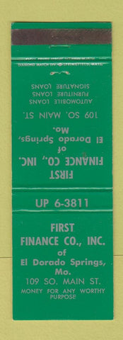 Matchbook Cover - First Finance El Dorado Springs MO