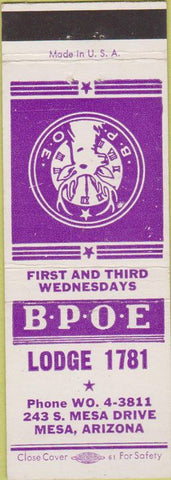 Matchbook Cover - Matchbook Cover Elks Club Mesa AZ