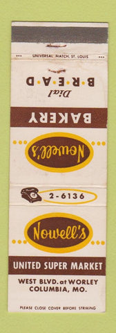 Matchbook Cover - Nowell's Bakery Bread Columbia MO