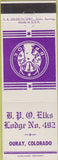 Matchbook Cover - Matchbook Cover Elks Club Ouray CO