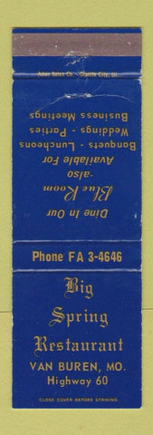 Matchbook Cover - Big Spring Restaurant Van Buren MO WEAR