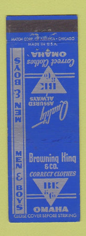 Matchbook Cover - Browning King Men's Clothes Omaha NE