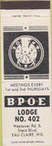 Matchbook Cover - Matchbook Cover Elks Club Eau Claire WI