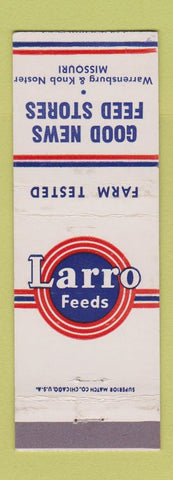 Matchbook Cover - Larro Feeds Good News Warrensburg Knob Noster MO