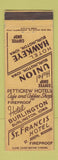 Matchbook Cover - Hotel Union Burlington IA Hawkeye St Joseph MO