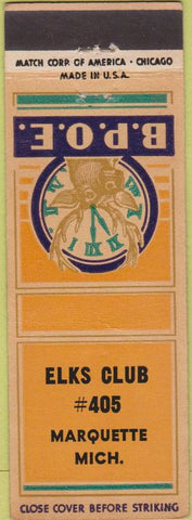 Matchbook Cover - Matchbook Cover Elks Club Marquette MI crease