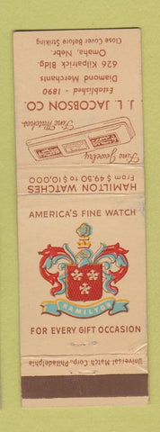 Matchbook Cover - Hamilton Watches JL Jacobson Jewelry Omaha NE