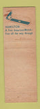 Matchbook Cover - Hamilton Watches JL Jacobson Jewelry Omaha NE