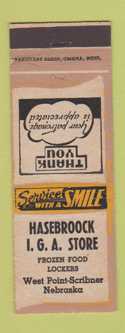 Matchbook Cover - Hasebroock IGA Grocery Store West Point Scribner NE