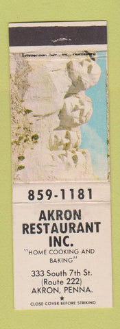 Matchbook Cover - Akron Restaurant Akron PA WEAR