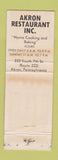 Matchbook Cover - Akron Restaurant Akron PA WEAR