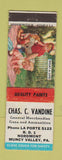 Matchbook Cover - Chas Vandine General Store Guns Ammo Muncy Valley PA paint