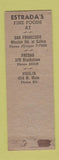 Matchbook Cover - Estrada's Restaurant San Francisco Visalia Fresno CA