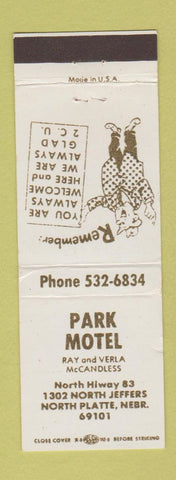 Matchbook Cover - Park Motel North Platte NE