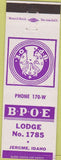 Matchbook Cover - Matchbook Cover Elks Club Jerome ID