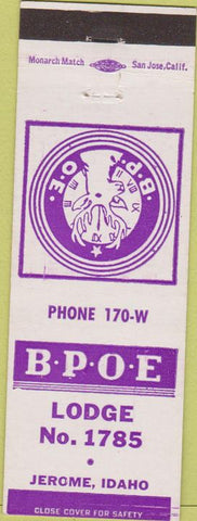 Matchbook Cover - Matchbook Cover Elks Club Jerome ID