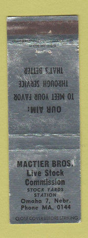 Matchbook Cover - Mactier Bros Livestock Commission Omaha NE WEAR