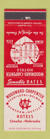 Matchbook Cover - Woodward Carpenter Hotels Omaha NE